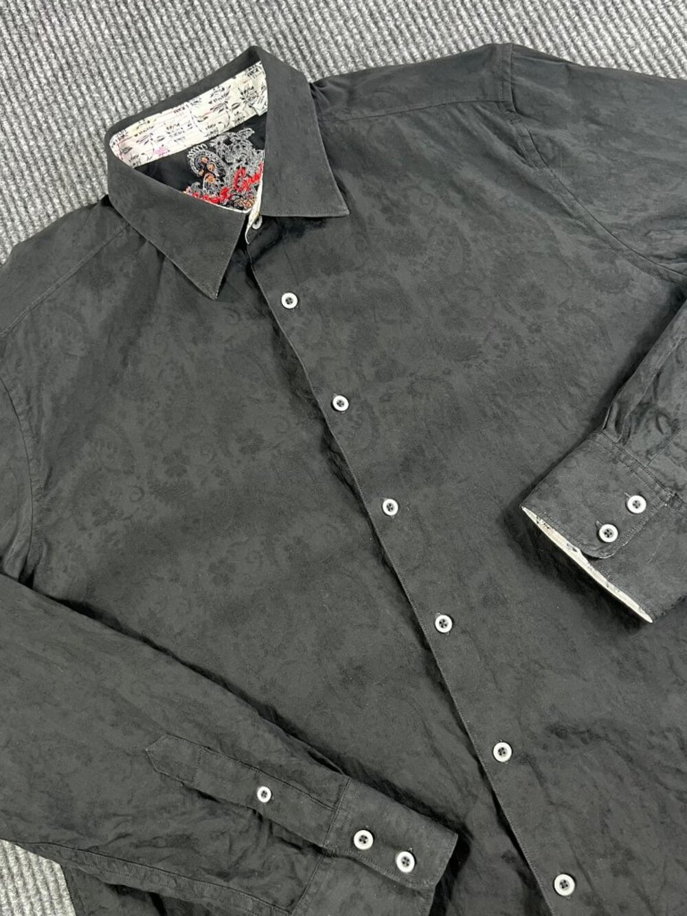Robert Graham Shirt Mens XL Paisley Pattern Long Sleeve Contrast Cuff Cotton